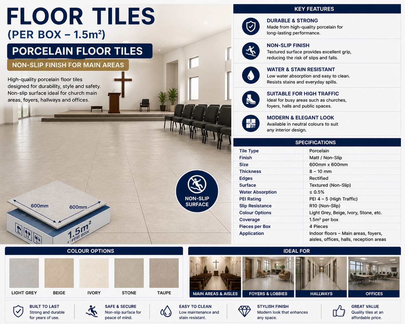 Floor Tiles (per box - 1.5m)